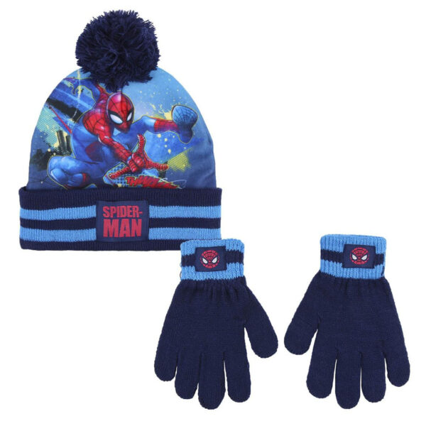 Marvel Spiderman winterset - blauw - muts en handschoenen - voor kinderen