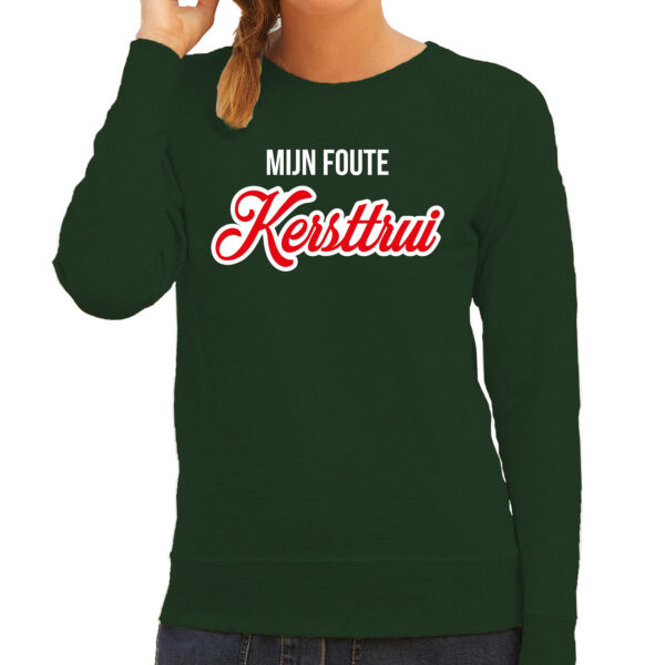 Mijn foute Kersttrui sierlijke letters Kerst sweater groen voor dames