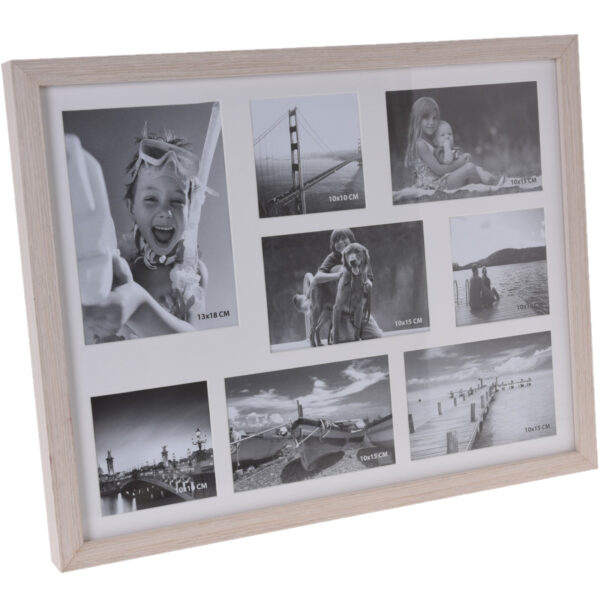 Multi fotolijst hout white wash met 8 vakken geschikt voor diverse foto maten