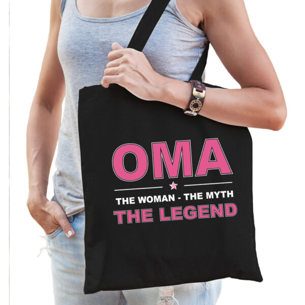 Oma the legend katoenen tas zwart voor dames