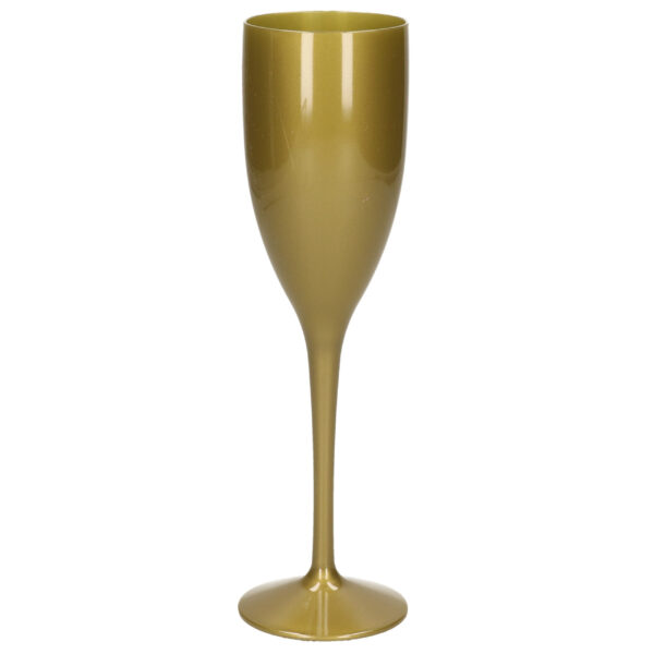 Onbreekbaar champagne/prosecco flute glas goud kunststof 15 cl/150 ml