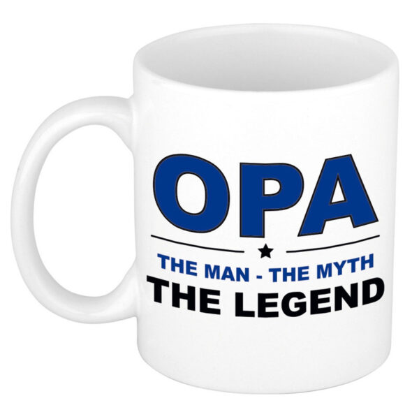 Opa the legend cadeau mok / beker wit 300 ml