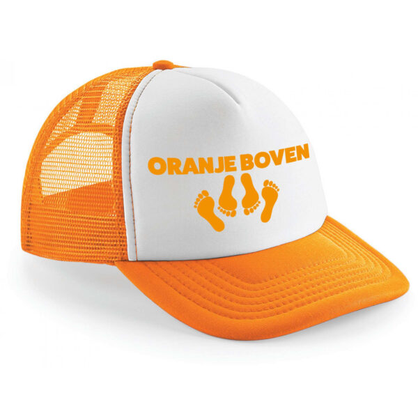 Oranje/ wit Oranje boven snapback cap/ truckers pet dames en heren - Oranje petjes