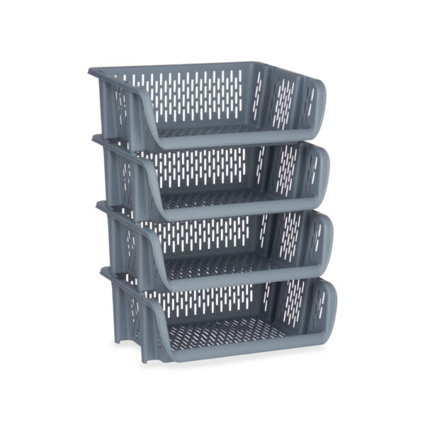 Pakket van 4x opberg kratten/rekken/organizers grijs 39 x 30 x 13 cm