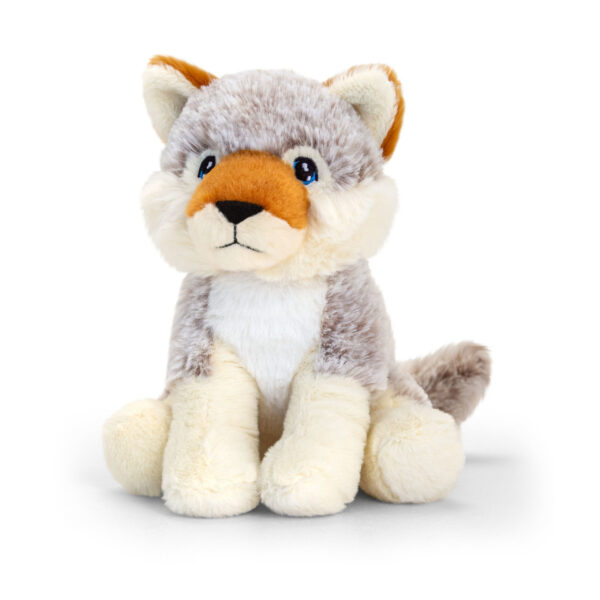 Pluche knuffel dier grijze wolf 18 cm