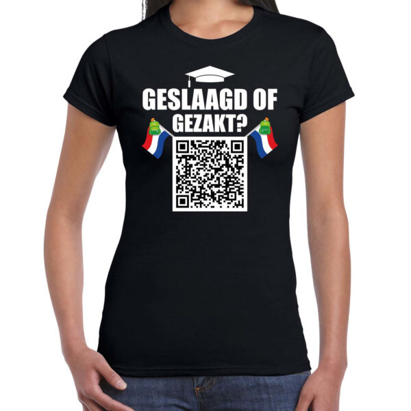 QR code geslaagd of gezakt t-shirt dames zwart - geslaagd - Afgestudeerd shirts