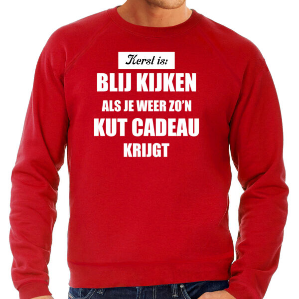 Rode foute kersttrui / sweater Kerst is blij kijken / kut cadeau outfit heren