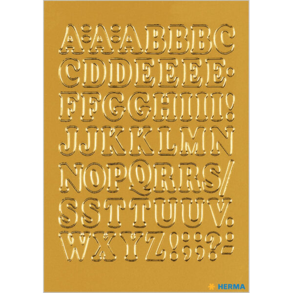 Stickervellen 54x plak letters alfabet A-Z goud/folie 12 mm