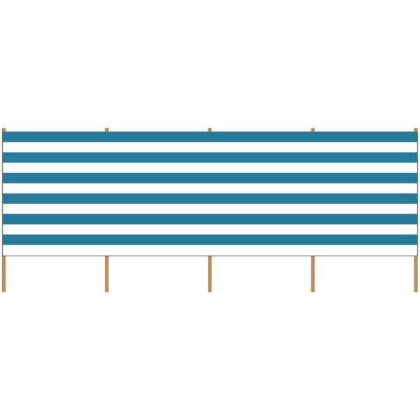 Strand/camping windscherm gestreept wit blauw 5 meter x 120 cm