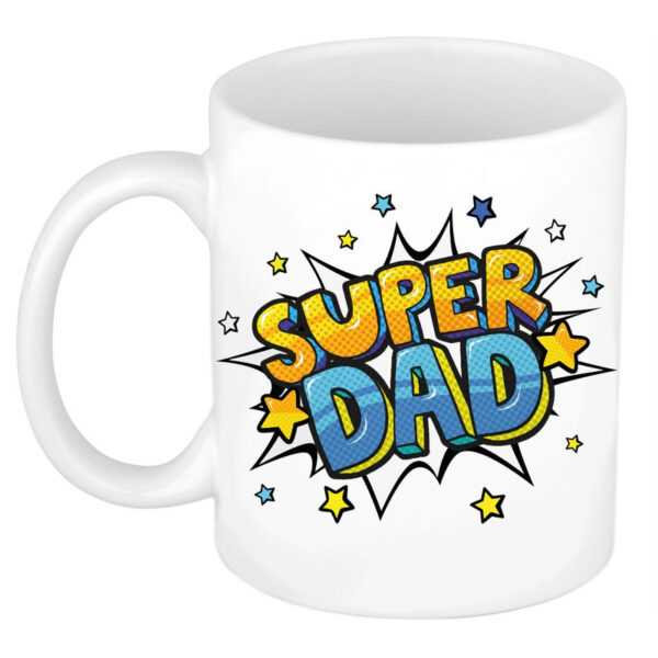 Super dad cadeau mok / beker wit met sterren 300 ml