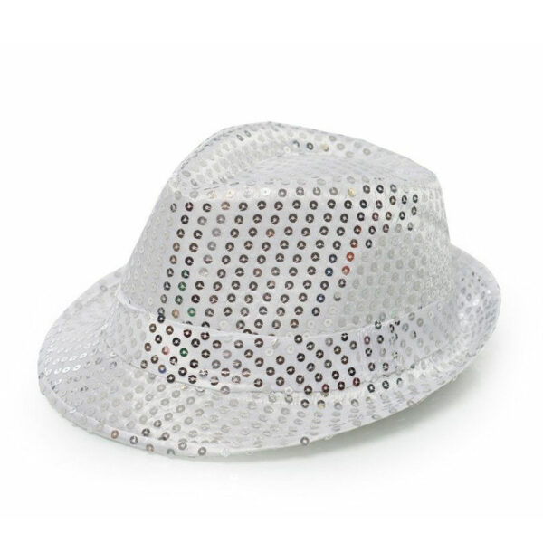 Trilby hoed met pailletten - zilver - glitter