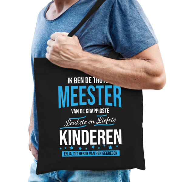 Trotse meester katoenen cadeau tasje zwart voor heren