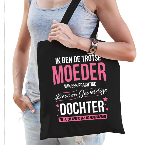 Trotse moeder / dochter cadeau tas zwart voor dames