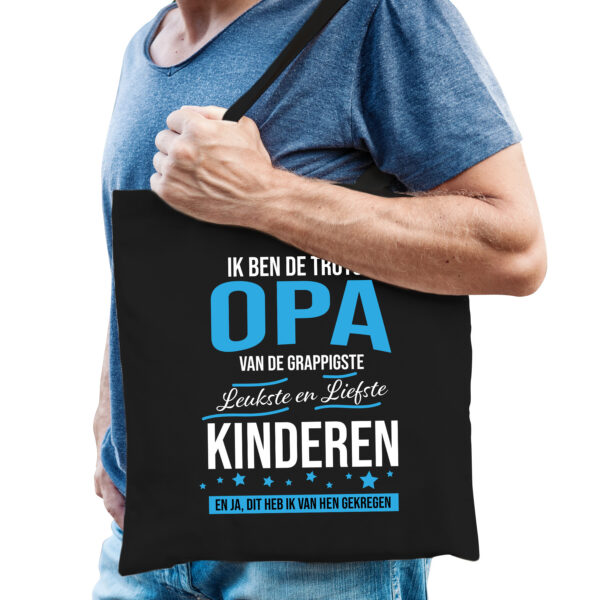 Trotse opa / kinderen cadeau tas zwart voor heren