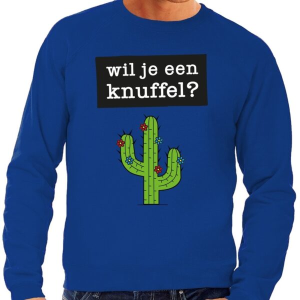 Wil je een Knuffel tekst sweater blauw