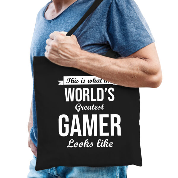 Worlds greatest GAMER cadeau tas zwart voor heren