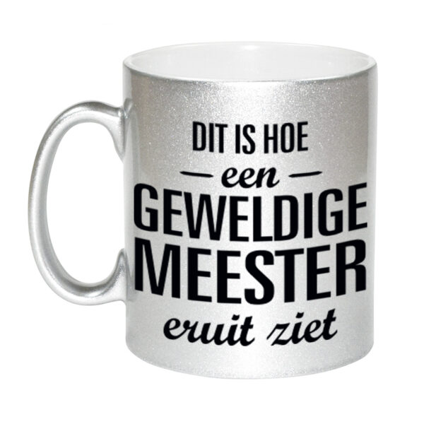 Zilveren geweldige meester cadeau koffiemok / theebeker 330 ml