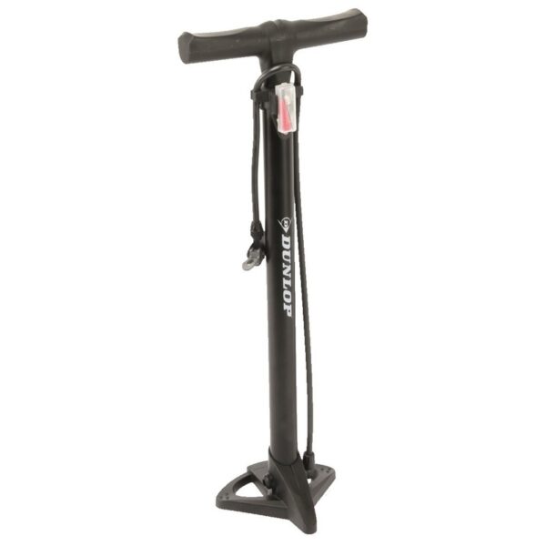 Zwarte fietspomp staand met extra ventielen 63 cm