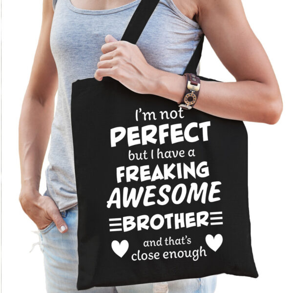 freaking awesome brother / broer cadeau tas zwart voor dames